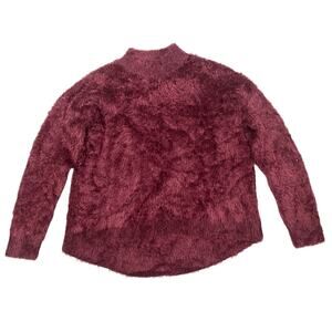 Eyelash Fuzzy Red Sweater Holiday Cozy Soft Knit Pullover Women's Size XL